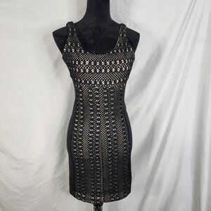 USA Vintage KAREN ZAMBOS Size 4 Sexy Crochet Stretch Bodycon Evening Party Dress